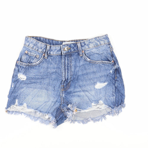 Denim & Co. Womens Blue Cotton Cut-Off Shorts Size 12 L3 in Regular Zip - Distressed