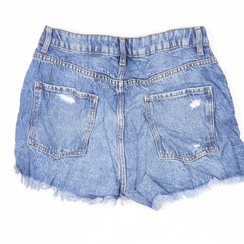 Denim & Co. Womens Blue Cotton Cut-Off Shorts Size 12 L3 in Regular Zip - Distressed