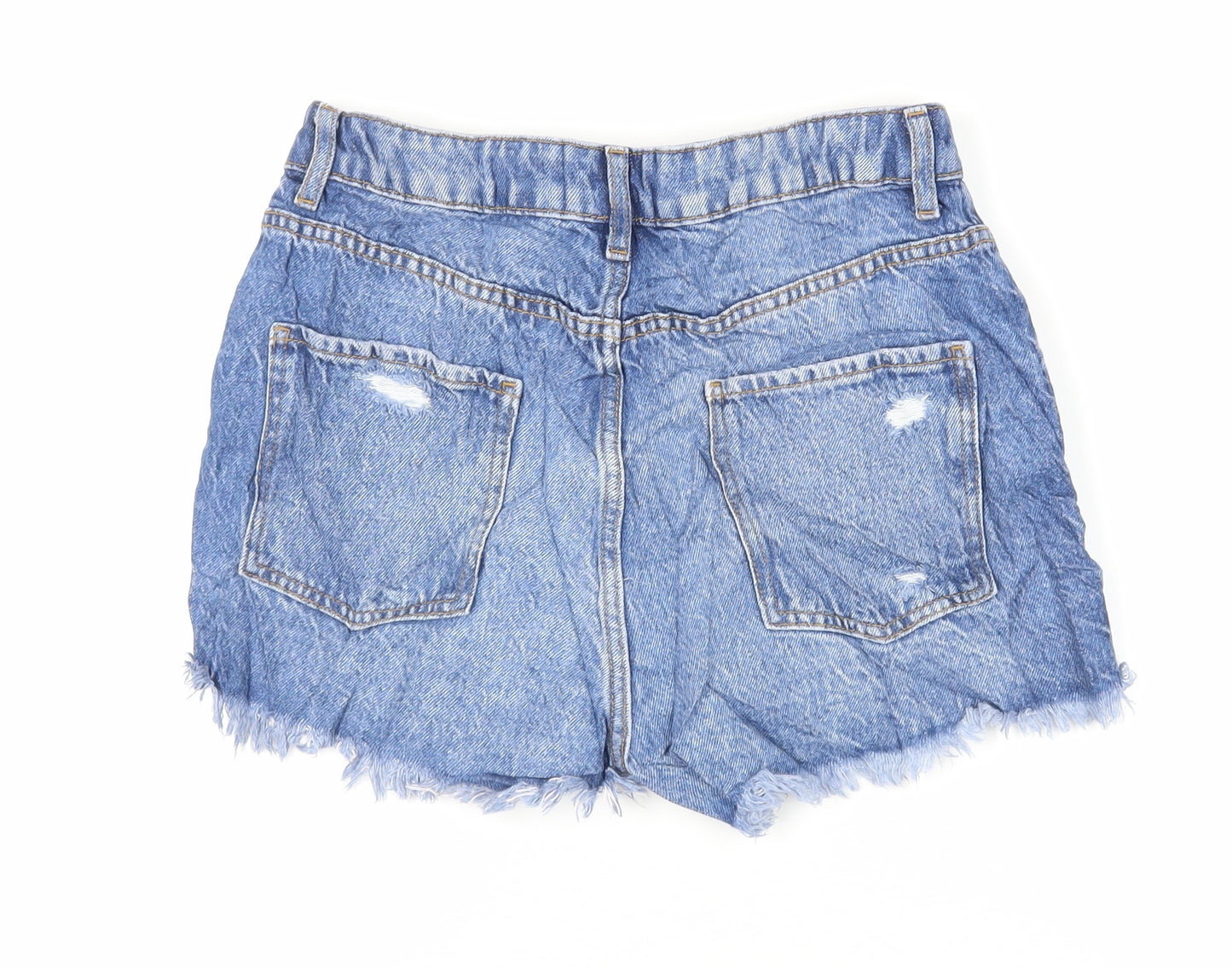 Denim & Co. Womens Blue Cotton Cut-Off Shorts Size 12 L3 in Regular Zip - Distressed