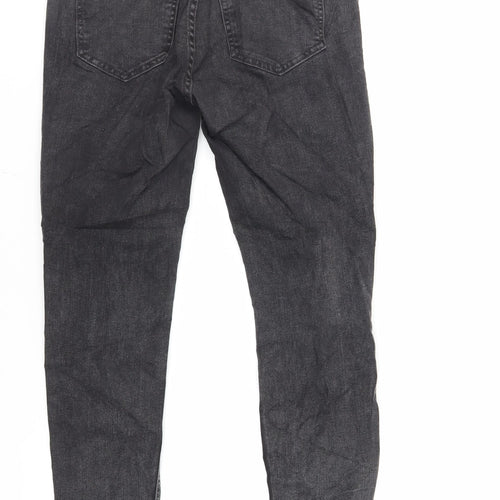 Pull&Bear Womens Black Cotton Skinny Jeans Size 12 L27 in Regular Zip - Raw Hem