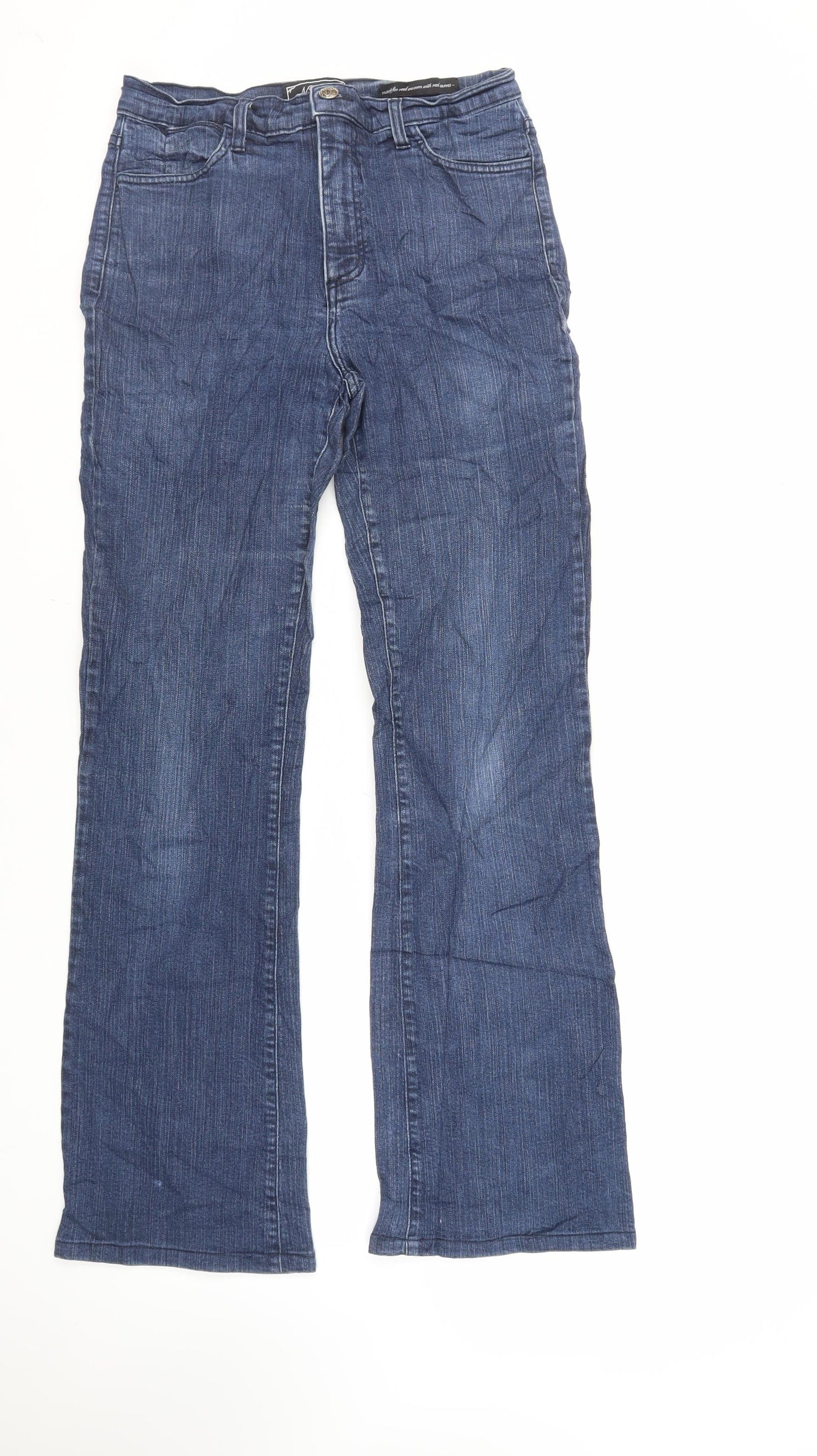 NYDJ Womens Blue Cotton Bootcut Jeans Size 28 in L31 in Regular Zip - Embroidered Pockets