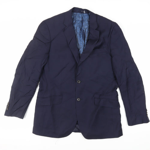 Simon Carter Mens Blue Wool Jacket Suit Jacket Size 40 Regular