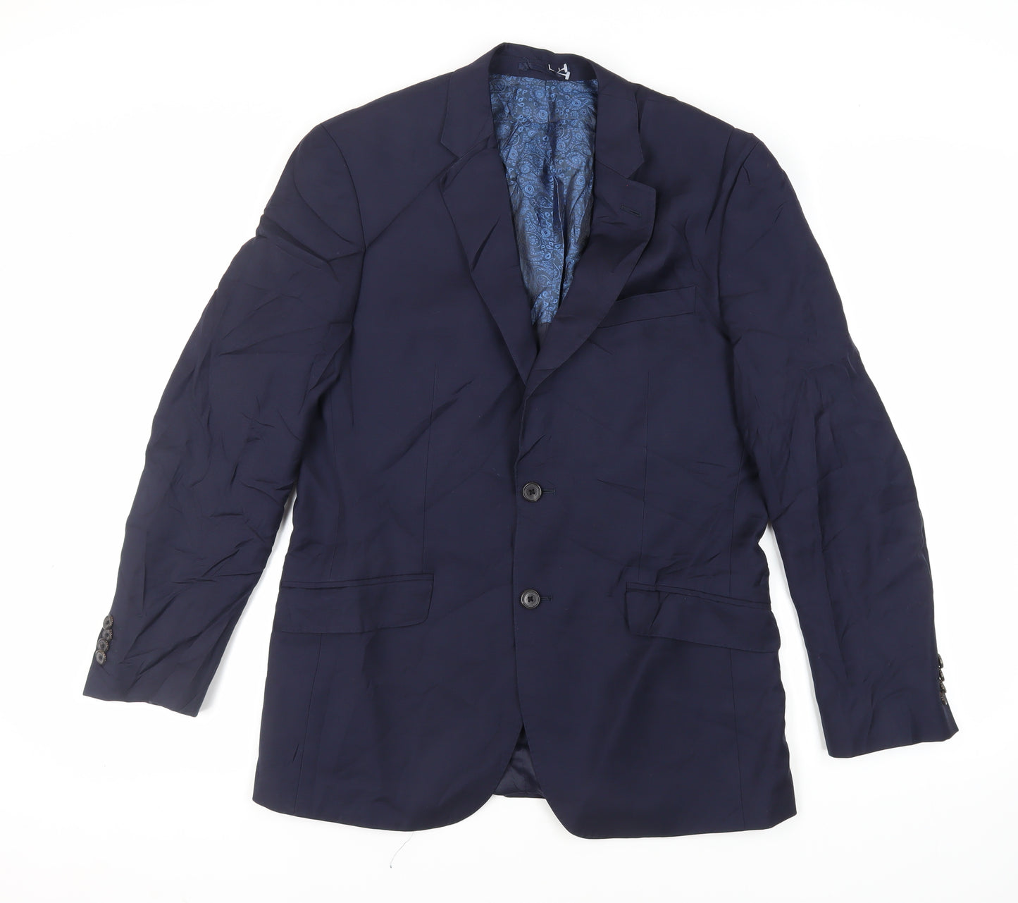 Simon Carter Mens Blue Wool Jacket Suit Jacket Size 40 Regular