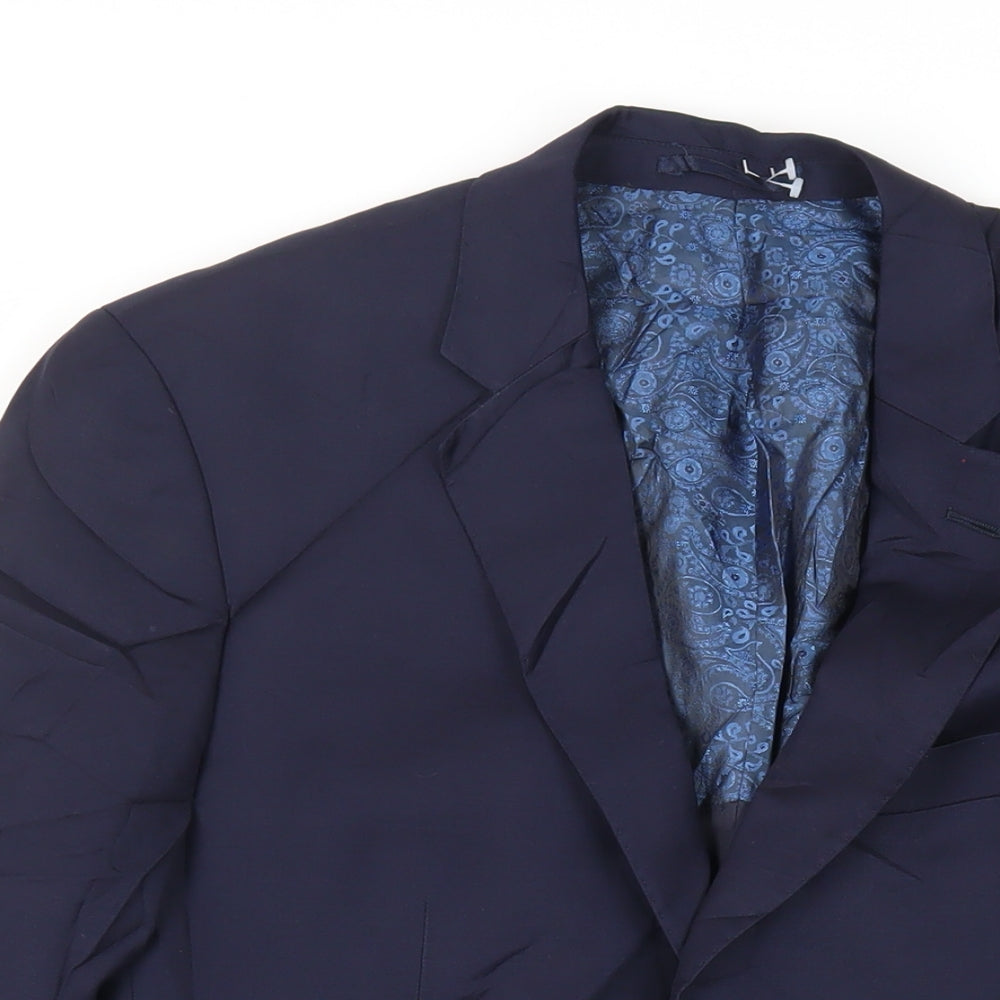 Simon Carter Mens Blue Wool Jacket Suit Jacket Size 40 Regular