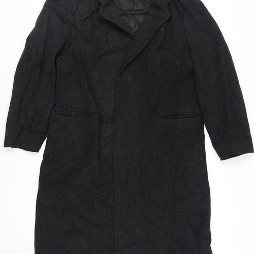 St Michael Mens Black Overcoat Coat Size 42 Button - Vintage