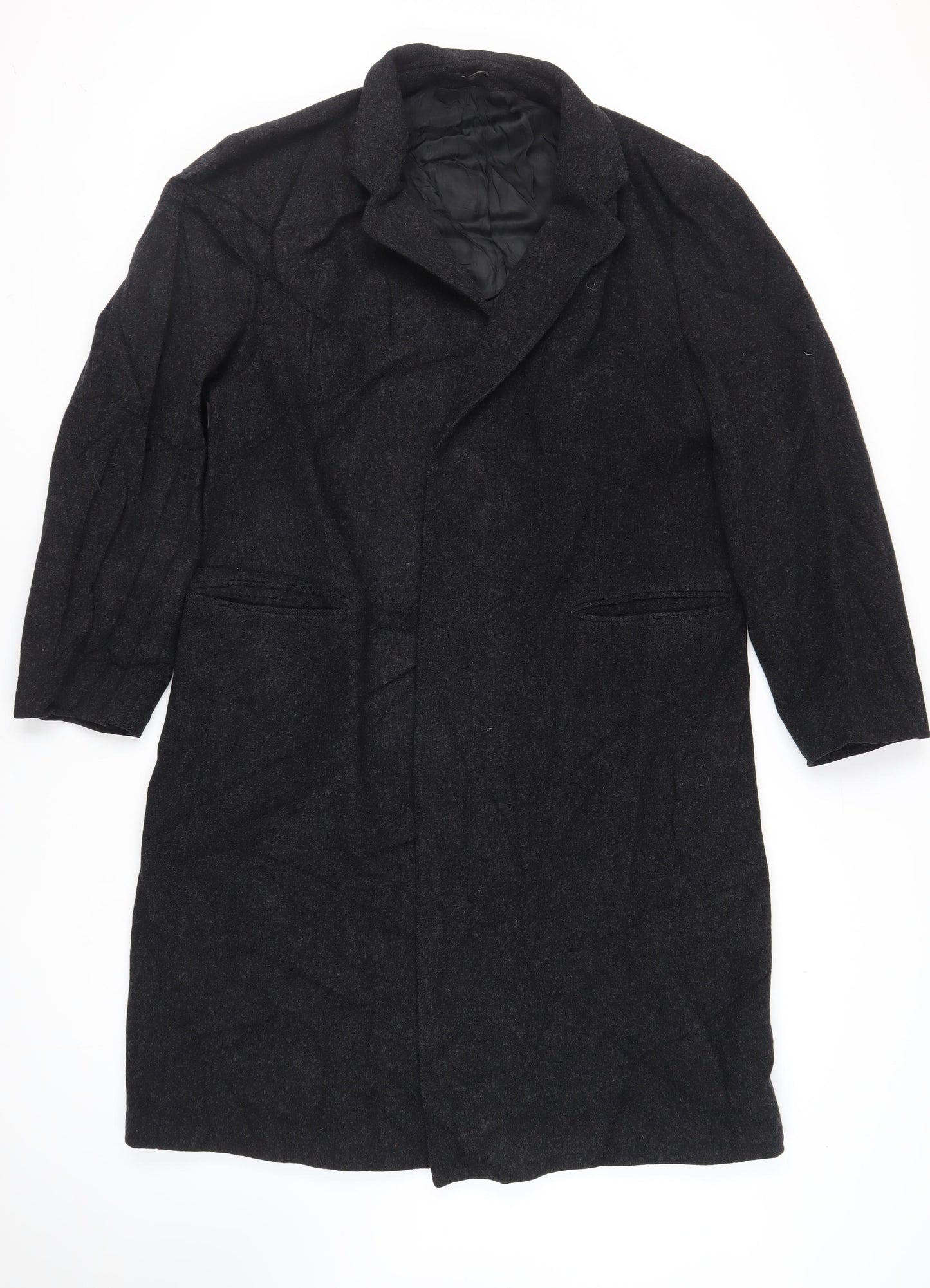 St Michael Mens Black Overcoat Coat Size 42 Button - Vintage