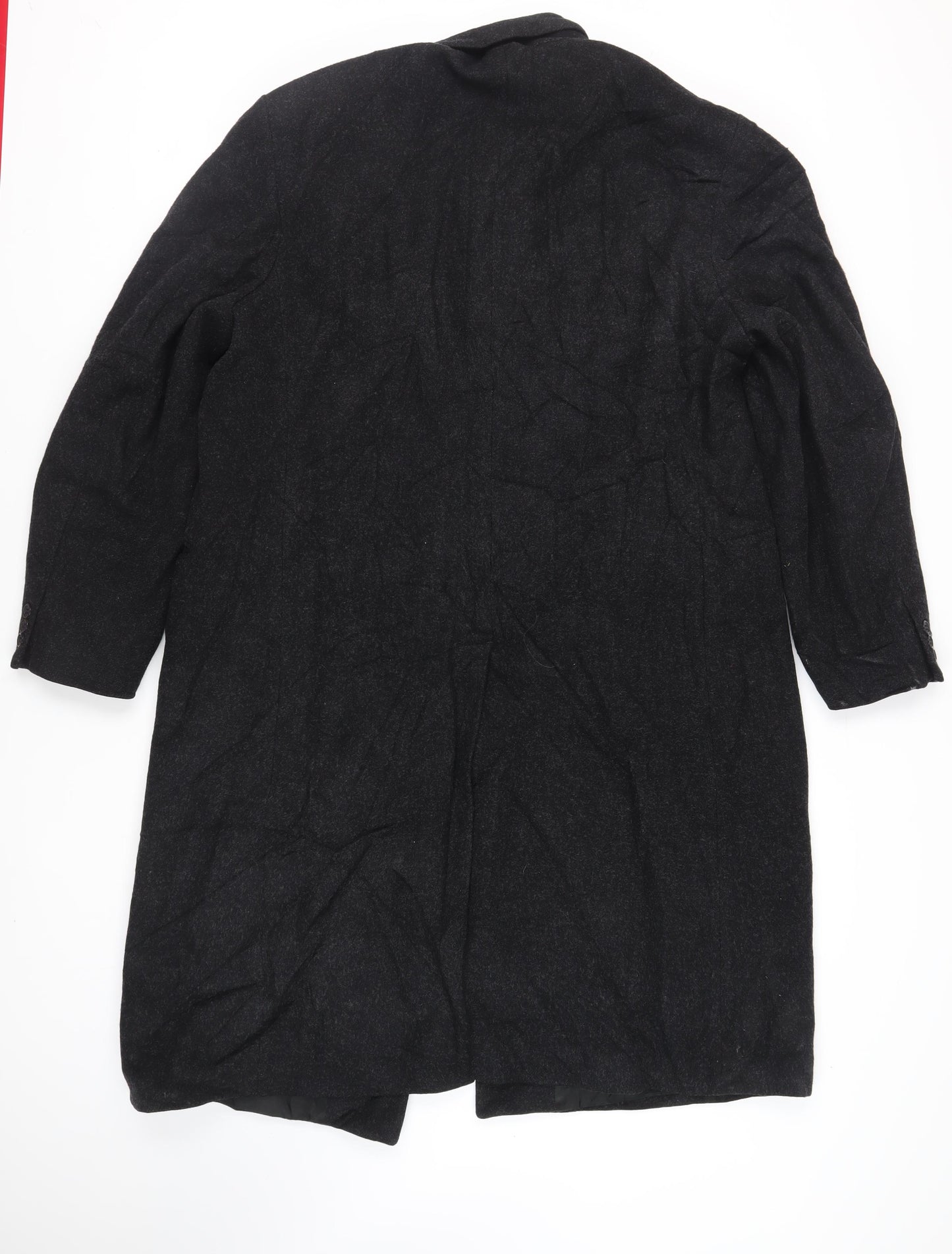 St Michael Mens Black Overcoat Coat Size 42 Button - Vintage