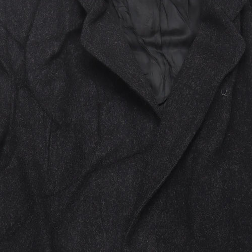 St Michael Mens Black Overcoat Coat Size 42 Button - Vintage