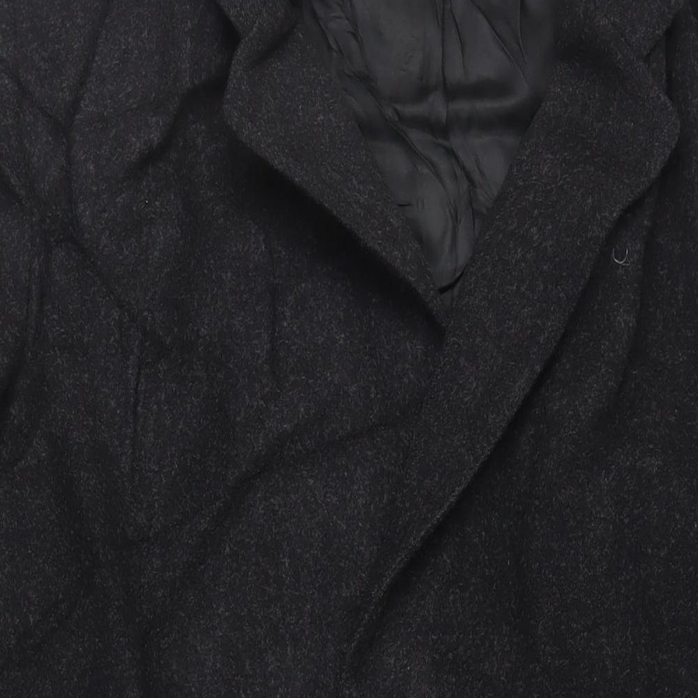St Michael Mens Black Overcoat Coat Size 42 Button - Vintage