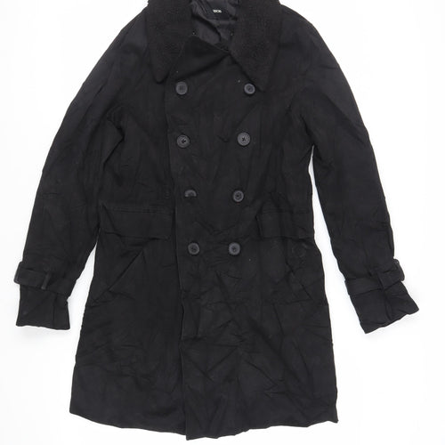 ASOS Mens Black Trench Coat Coat Size S Button