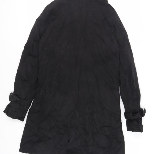 ASOS Mens Black Trench Coat Coat Size S Button