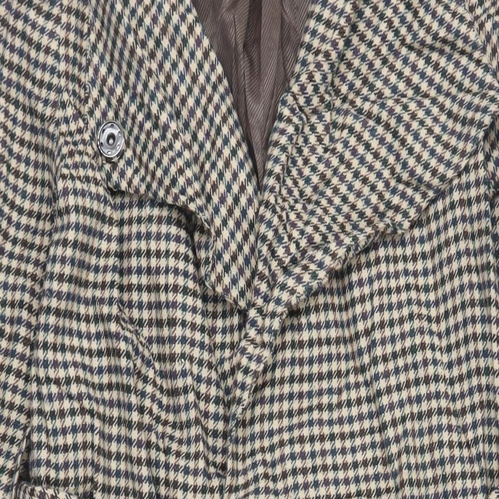 NEXT Womens Beige Geometric Overcoat Coat Size 10 Tie - Belted