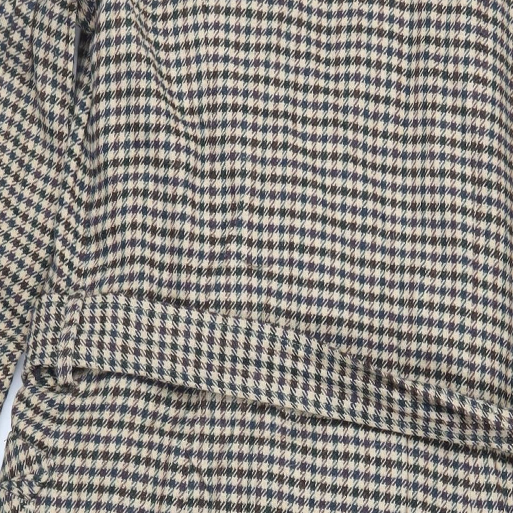 NEXT Womens Beige Geometric Overcoat Coat Size 10 Tie - Belted