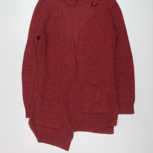 Fat Face Womens Red V-Neck Acrylic Cardigan Jumper Size 6