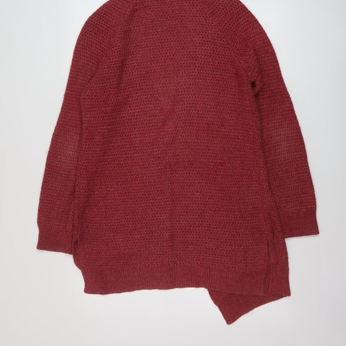 Fat Face Womens Red V-Neck Acrylic Cardigan Jumper Size 6