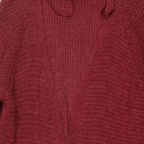 Fat Face Womens Red V-Neck Acrylic Cardigan Jumper Size 6