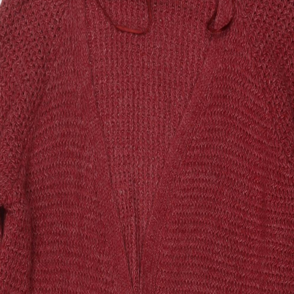 Fat Face Womens Red V-Neck Acrylic Cardigan Jumper Size 6