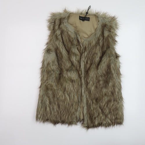 Mela London Womens Brown Jacket Waistcoat Size L Hook & Eye