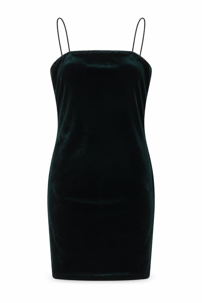 Front view of New Look women’s green polyester mini, size UK 10, square neck pullover