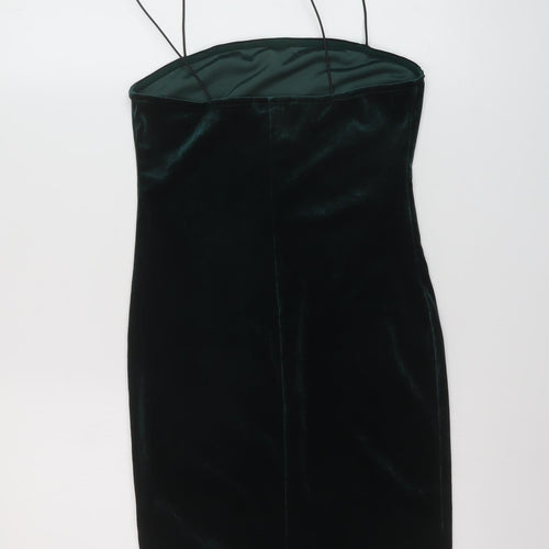 New Look Womens Green Polyester Mini Size 10 Square Neck Pullover