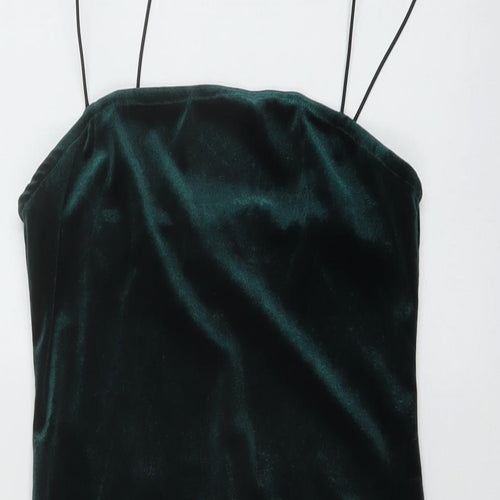 New Look Womens Green Polyester Mini Size 10 Square Neck Pullover