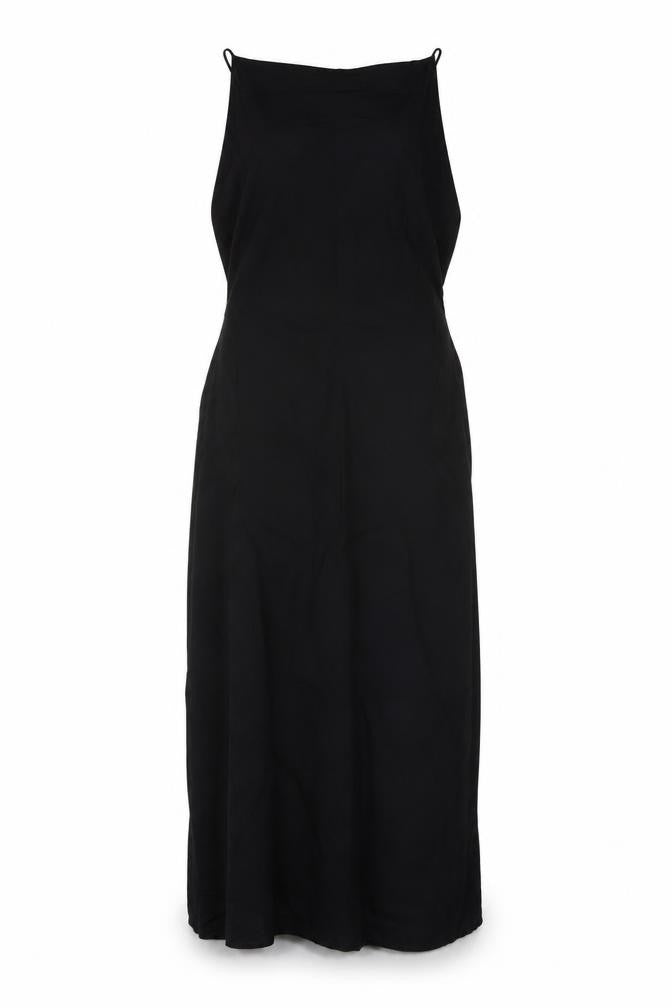 Front view of Zara women’s black viscose a-line, size S, square neck zip