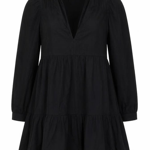 Zara Womens Black Cotton A-Line Size XS V-Neck Zip
