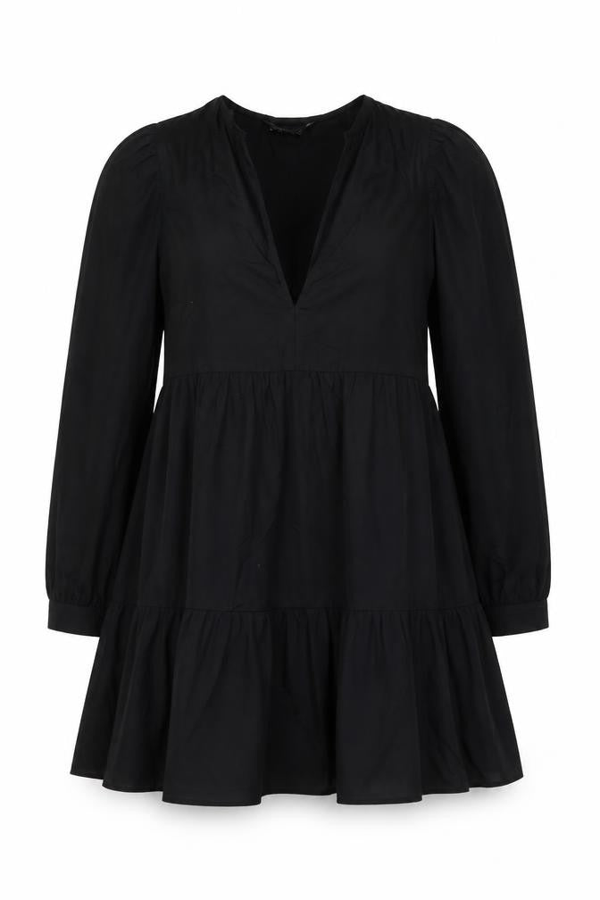 Zara Womens Black Cotton A-Line Size XS V-Neck Zip