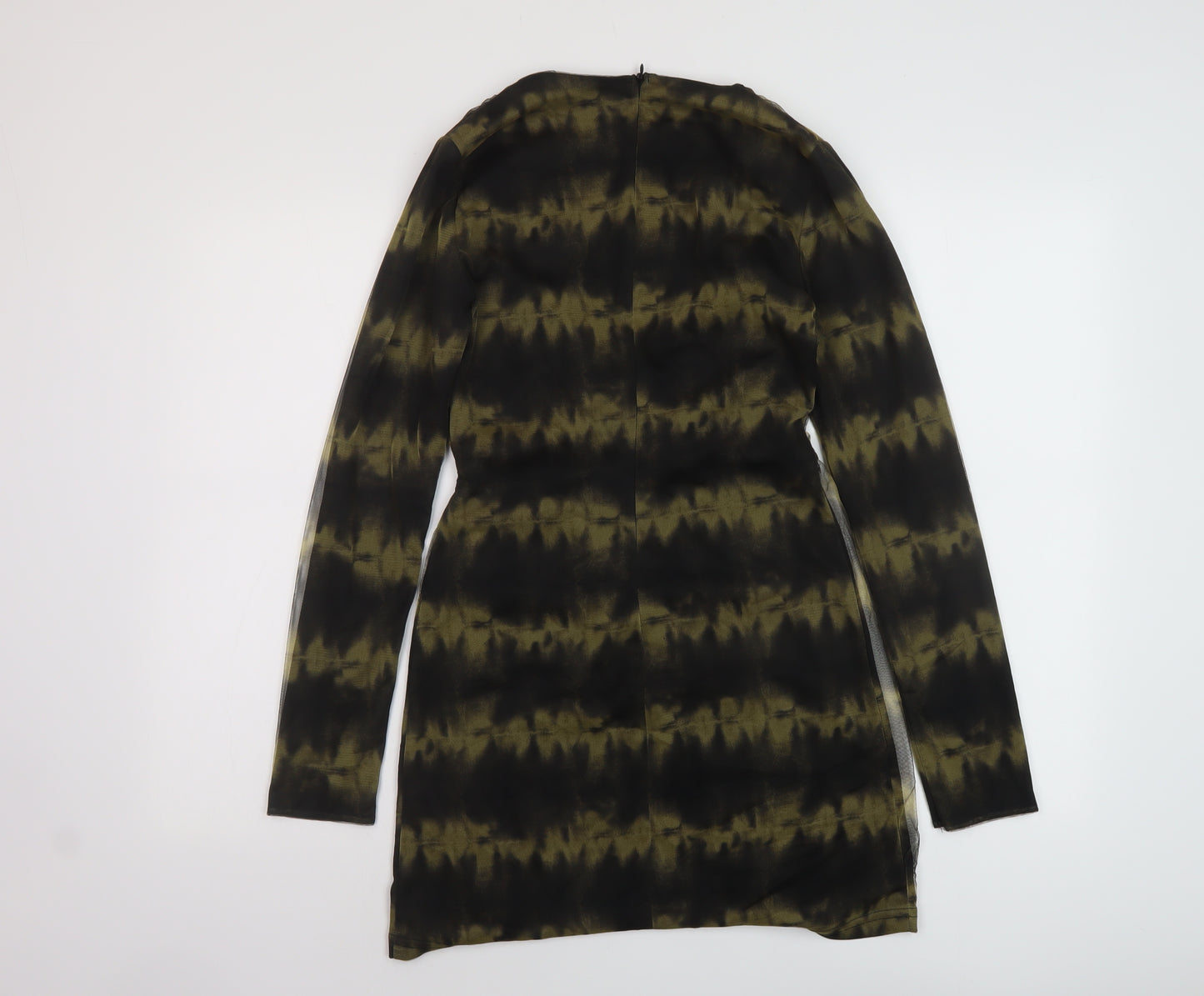 Zara Womens Black Polyester Mini Size S V-Neck Zip