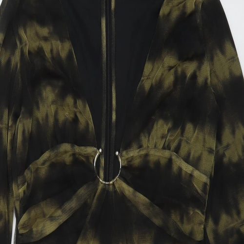 Zara Womens Black Polyester Mini Size S V-Neck Zip