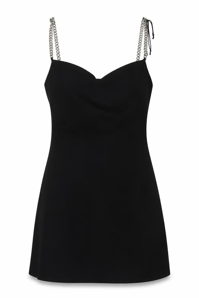 Front view of Zara women’s black polyester mini, size S, cowl neck pullover