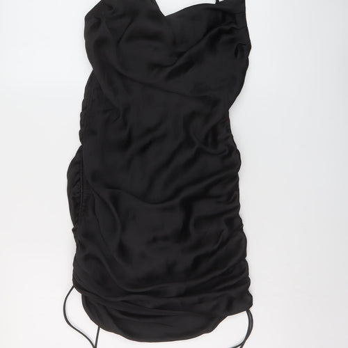 Zara Womens Black Polyester Mini Size S Cowl Neck Zip