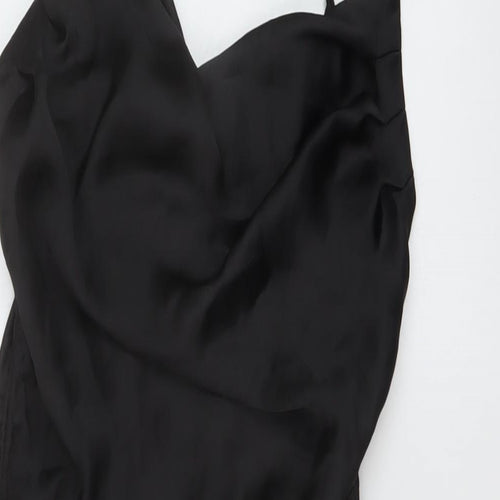 Zara Womens Black Polyester Mini Size S Cowl Neck Zip