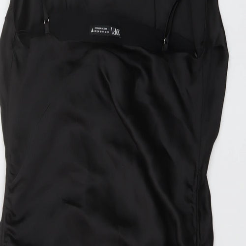 Zara Womens Black Polyester Mini Size S Cowl Neck Zip
