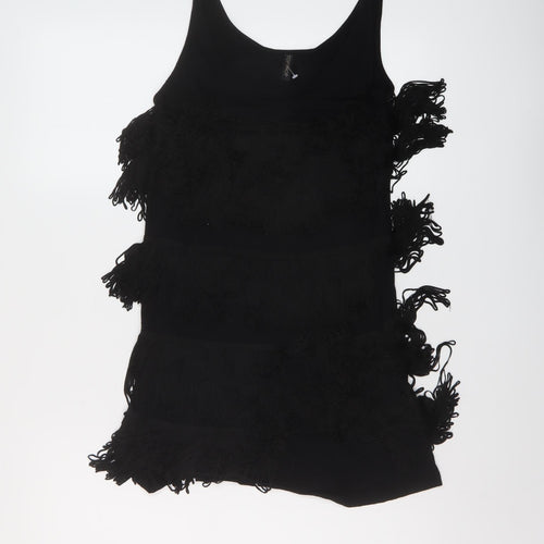 Topshop Womens Black Viscose Mini Size 10 Round Neck Pullover