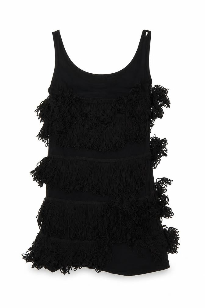 Front view of Topshop women’s black viscose mini, size UK 10, round neck pullover