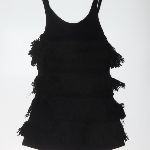 Topshop Womens Black Viscose Mini Size 10 Round Neck Pullover