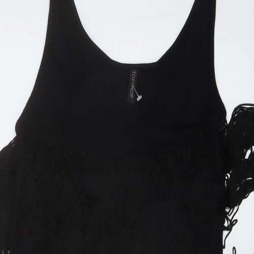 Topshop Womens Black Viscose Mini Size 10 Round Neck Pullover