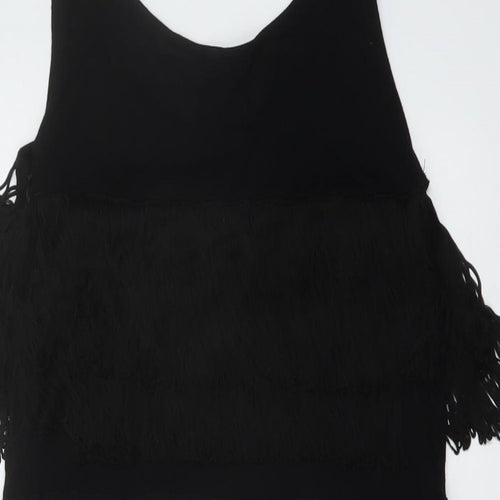 Topshop Womens Black Viscose Mini Size 10 Round Neck Pullover
