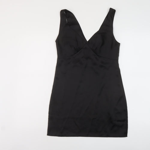 ASOS Womens Black Polyester Mini Size 4 V-Neck Zip