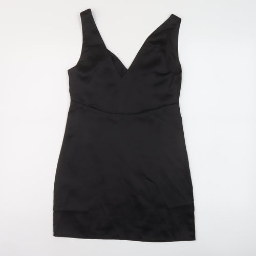ASOS Womens Black Polyester Mini Size 4 V-Neck Zip