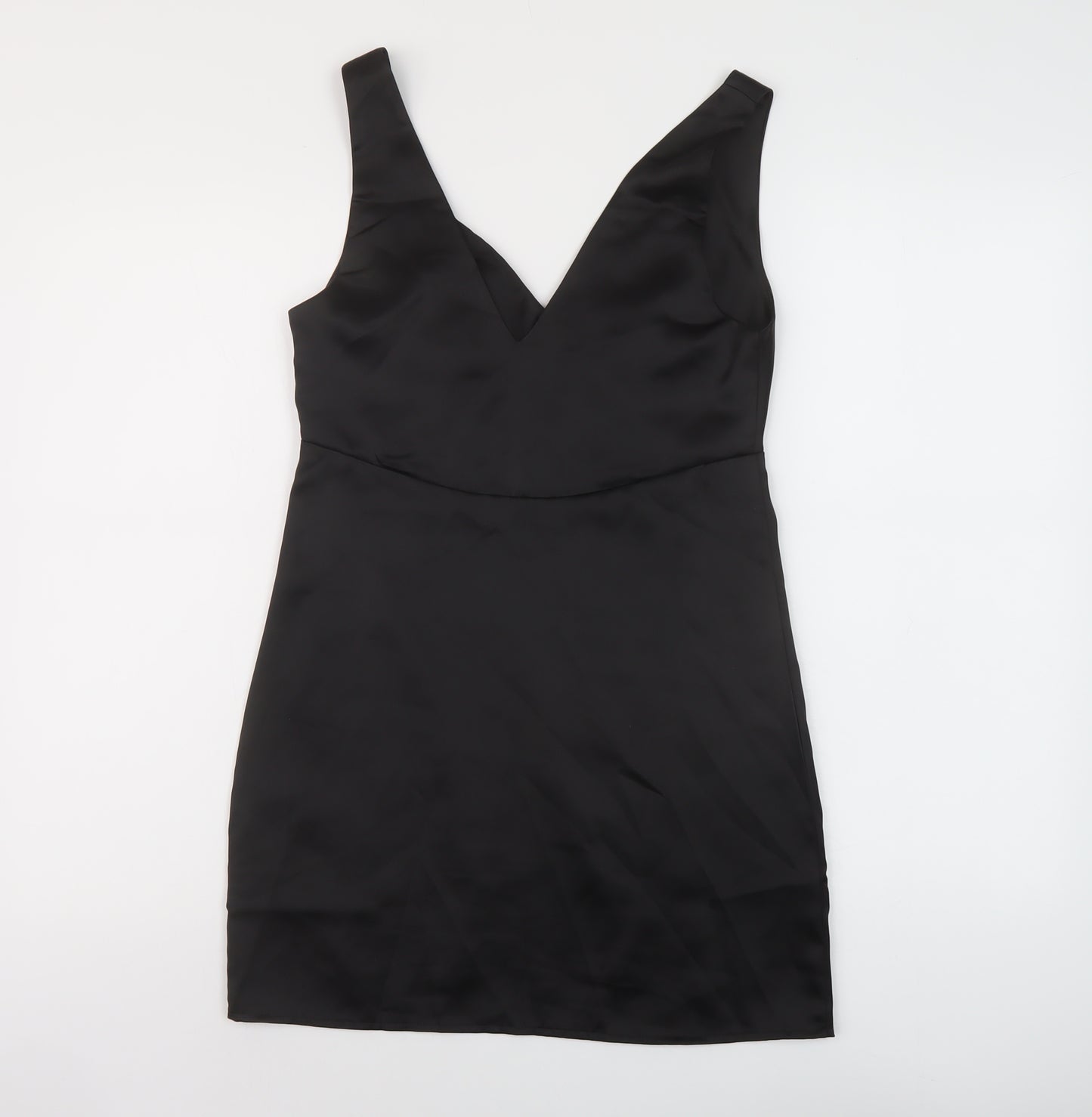 ASOS Womens Black Polyester Mini Size 4 V-Neck Zip