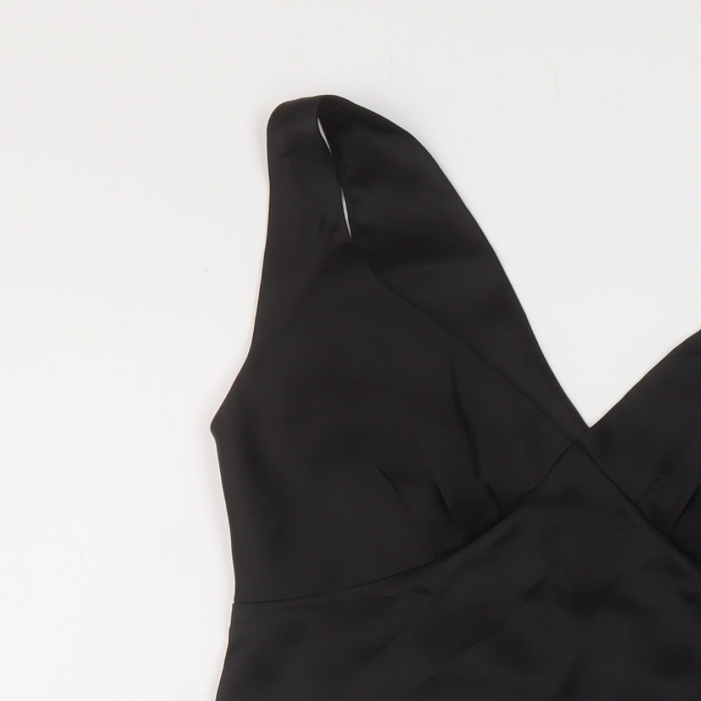 ASOS Womens Black Polyester Mini Size 4 V-Neck Zip