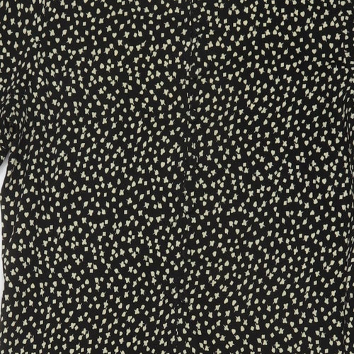 Topshop Womens Black Geometric Polyester A-Line Size 12 Round Neck Button