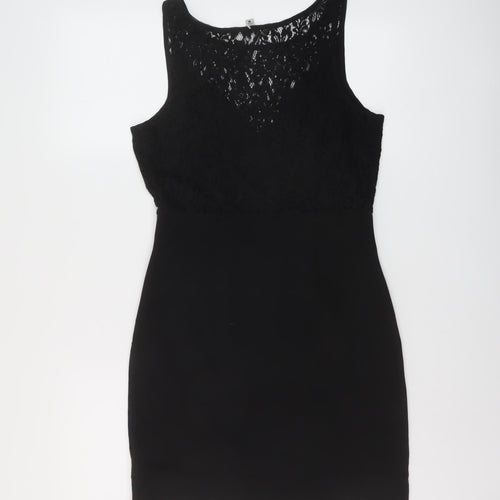 Ecote Womens Black Polyester Mini Size M Round Neck Pullover