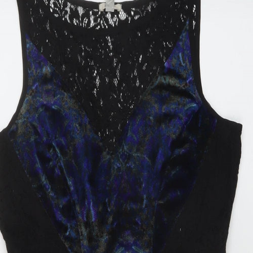 Ecote Womens Black Polyester Mini Size M Round Neck Pullover