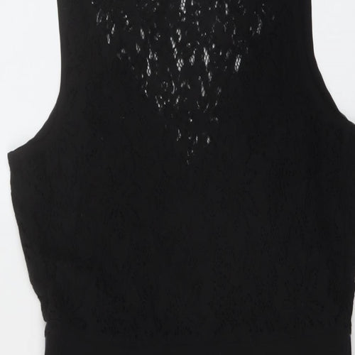Ecote Womens Black Polyester Mini Size M Round Neck Pullover
