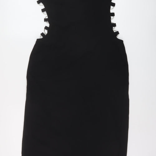 Zara Womens Black Polyester Maxi Size M Round Neck Zip
