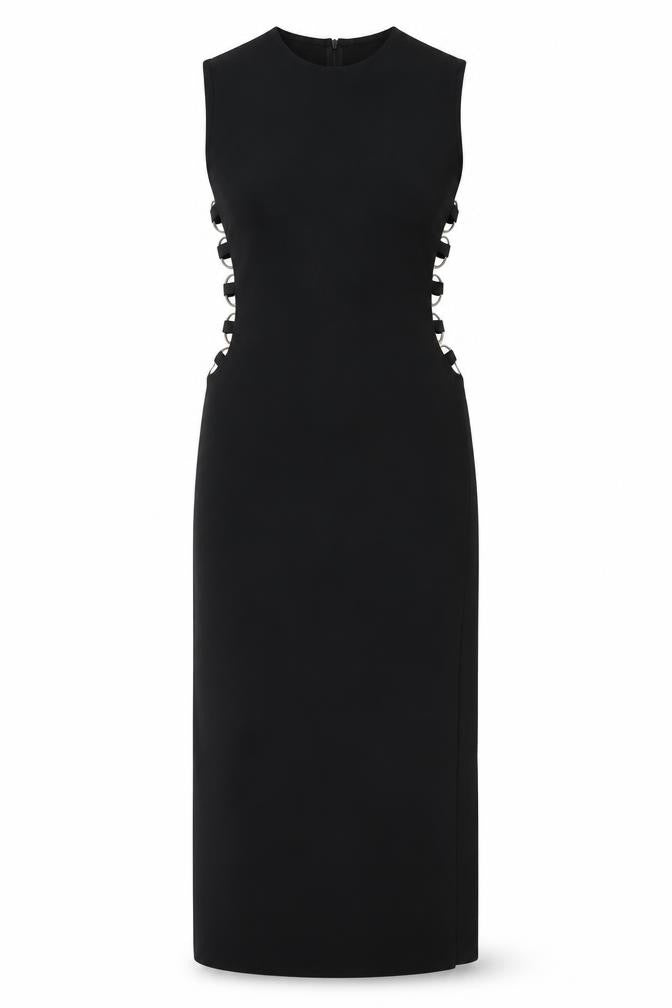 Front view of Zara women’s black polyester maxi, size M, round neck zip