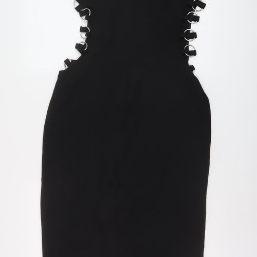 Zara Womens Black Polyester Maxi Size M Round Neck Zip